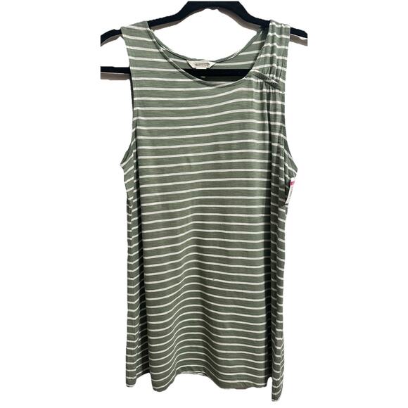 Caslon Women's Green White Stripes Sleeveless Top Stretch Summer Beach Size XS - Picture 1 of 4